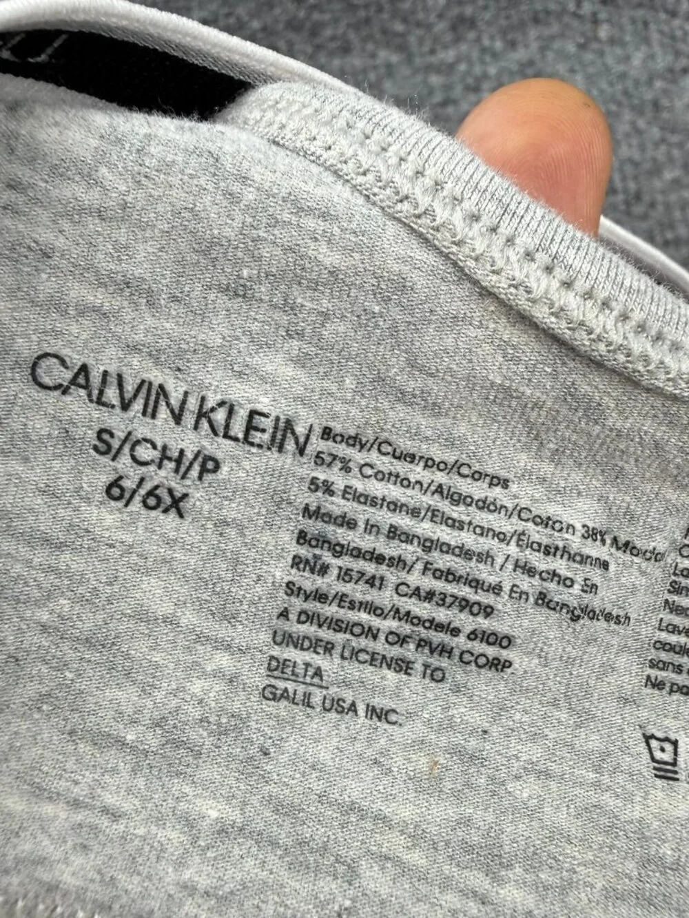 Calvin Klein Girls Scoop Neck Bralette Heather Gray Logo Band Size S 6/6X